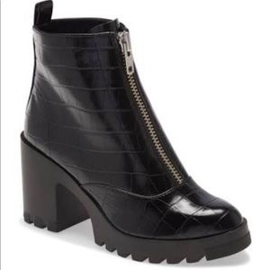 Black Chelsea booties with zipper